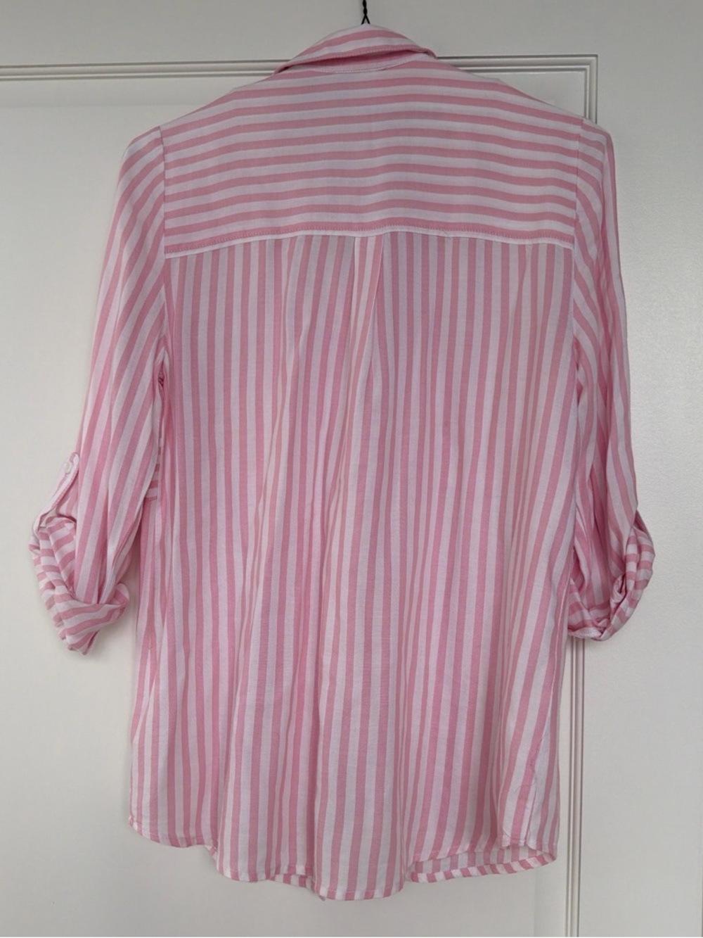 beachlunchlounge Pink and White Striped Shirt Label Detail - Picture 2 of 3